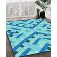 thumbnail image 3 of Ahgly Company Tapis d'Intérieur Rond Lavable en Machine Turquoise Foncé Vert Transitionnel, 8 Pieds Rond, 3 of 7