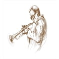 thumbnail image 3 of Music Duvet Cover Set, Jazz Man Playing Trumpet with a Pose Sketch Image Solo Show Art Print, Decorative 2 Piece Bedding Set with 1 Pillow Shams, Twin Size, Green Brown White, by Ambesonne, 3 of 3