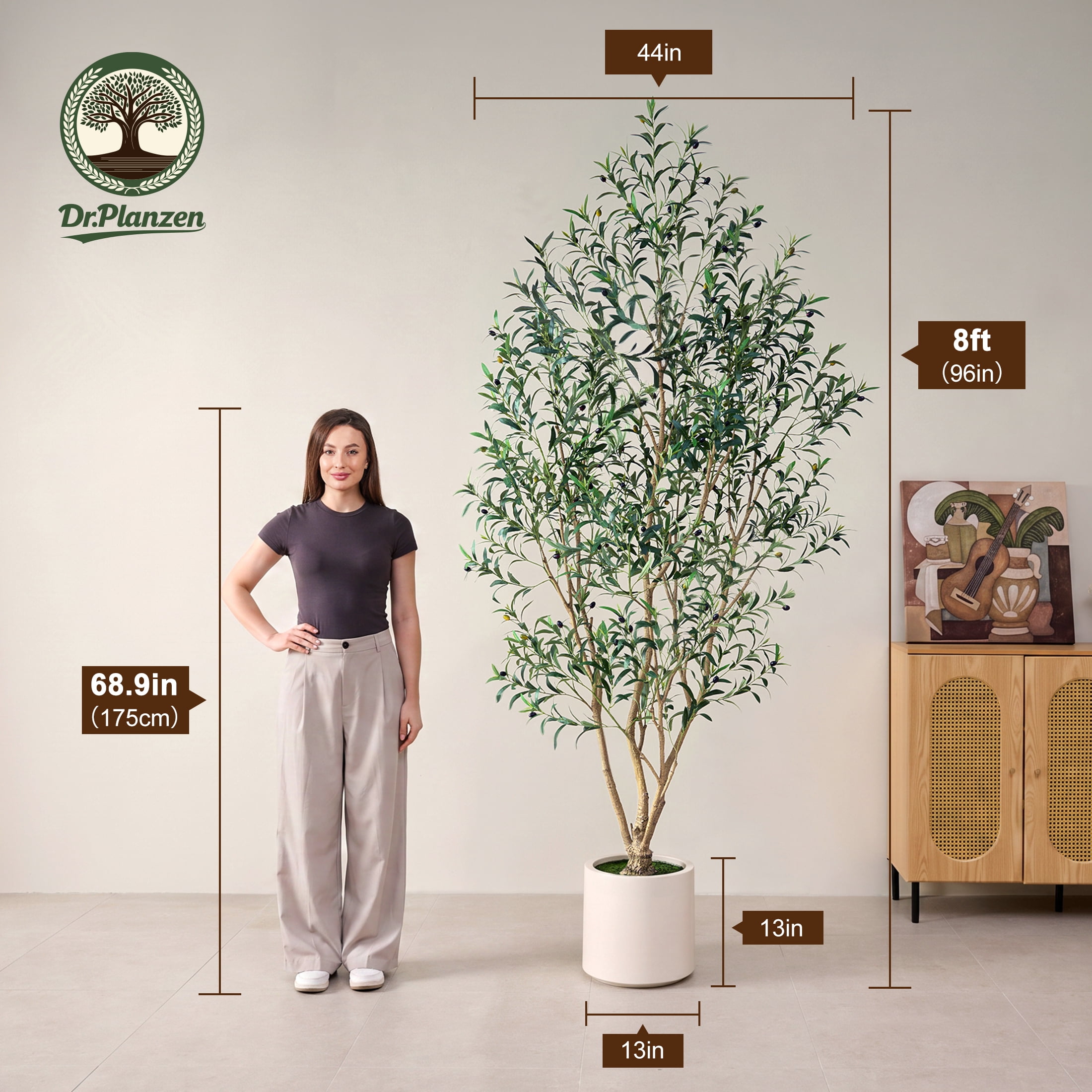 DR.Planzen Artificial Olive Tree 10FT Tall with Handmade Seagrass