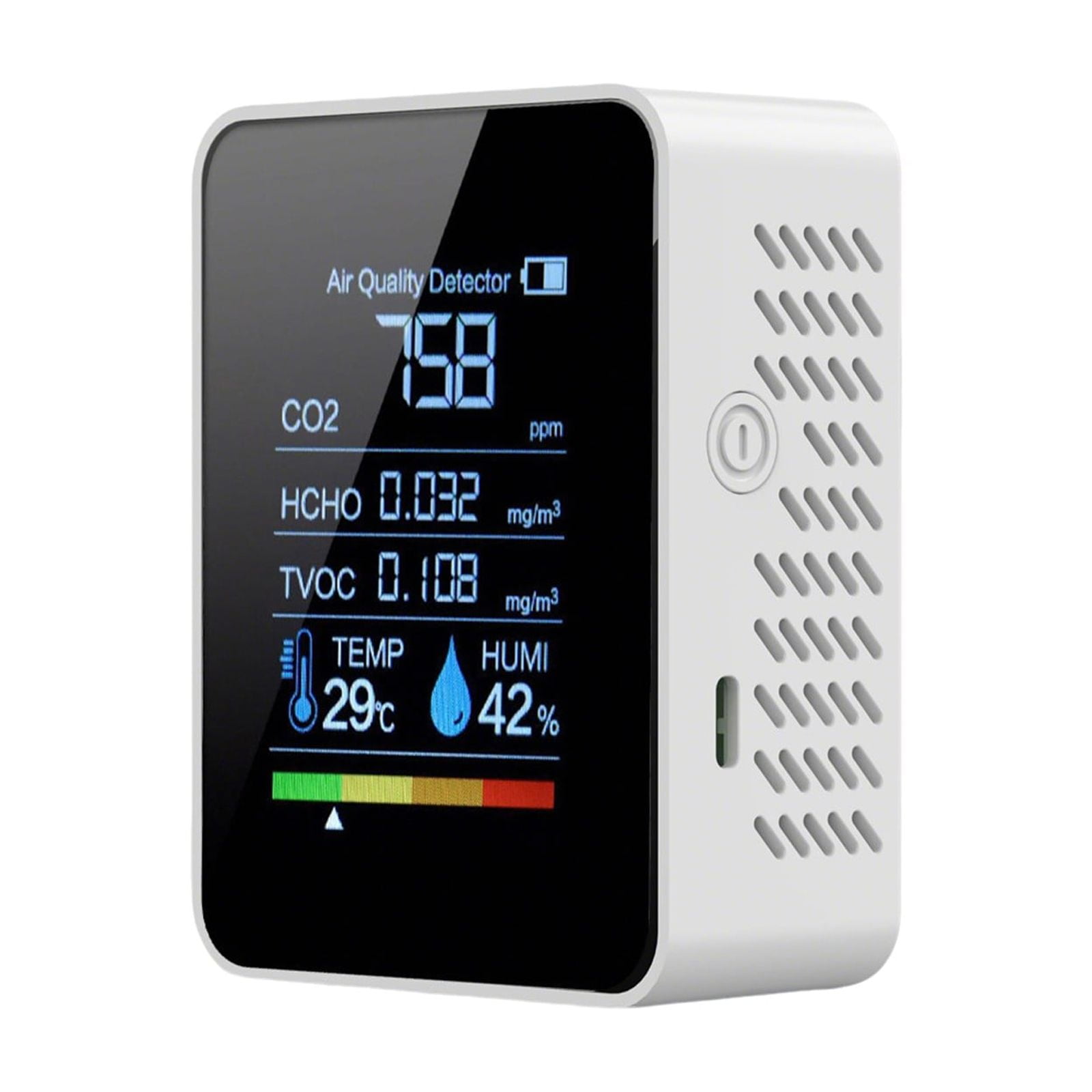 Professional 5-in-1 Air Quality Monitor - Portable CO2, TVOC, HCHO, Temperature & Humidity for Home, Office, Cars, & Pets - Smart Indoor Pollution Tester