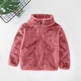 thumbnail image 2 of fatyb Girls Boys Fuzzy Fleece Jacket Full Zip Stand Collar Outerwear Warm Soft Kids Fall Winter Coat, 2 of 3