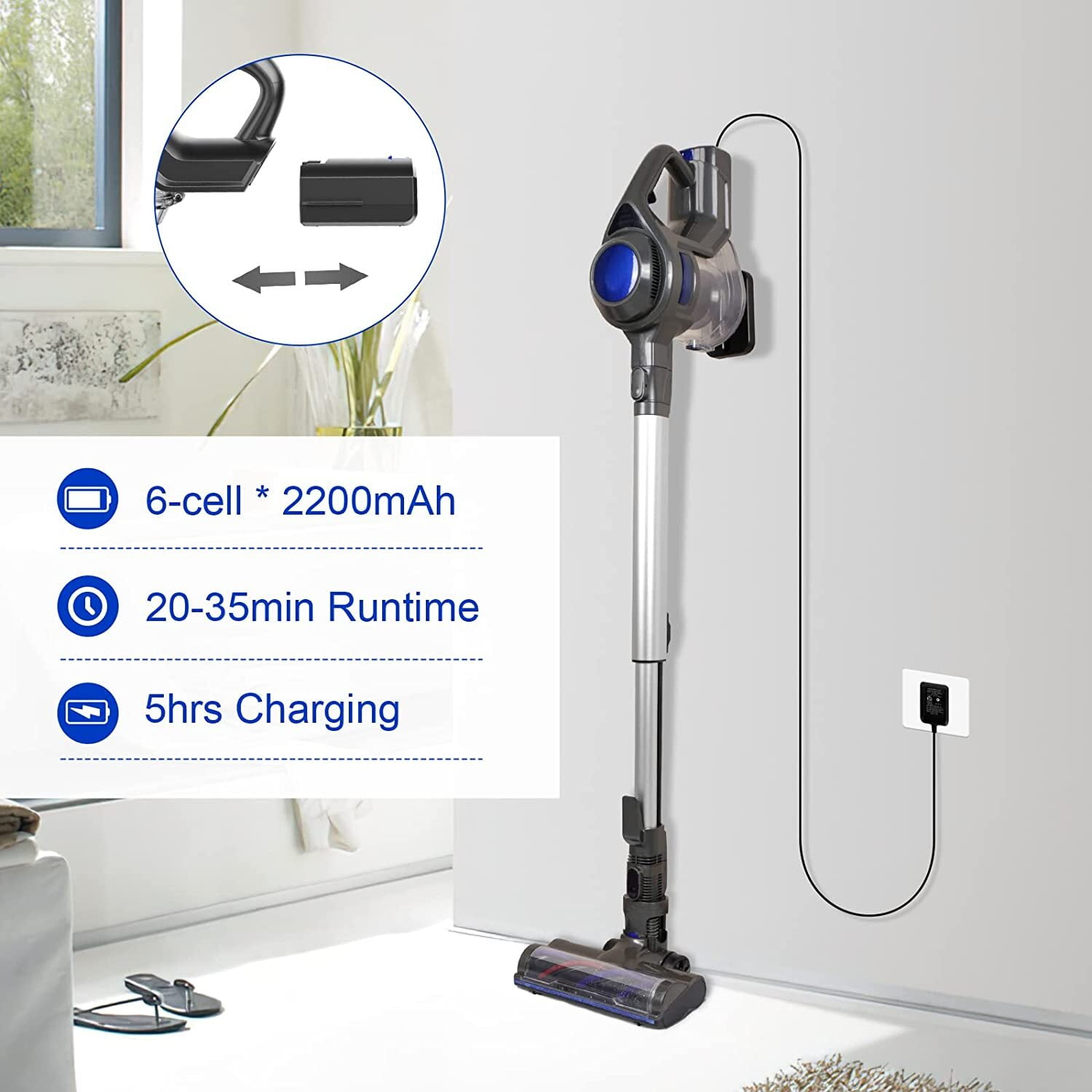 TOCWON Cordless Vacuum Cleaner, 4 IN 1 Lightweight Stick Vacuum For Pet