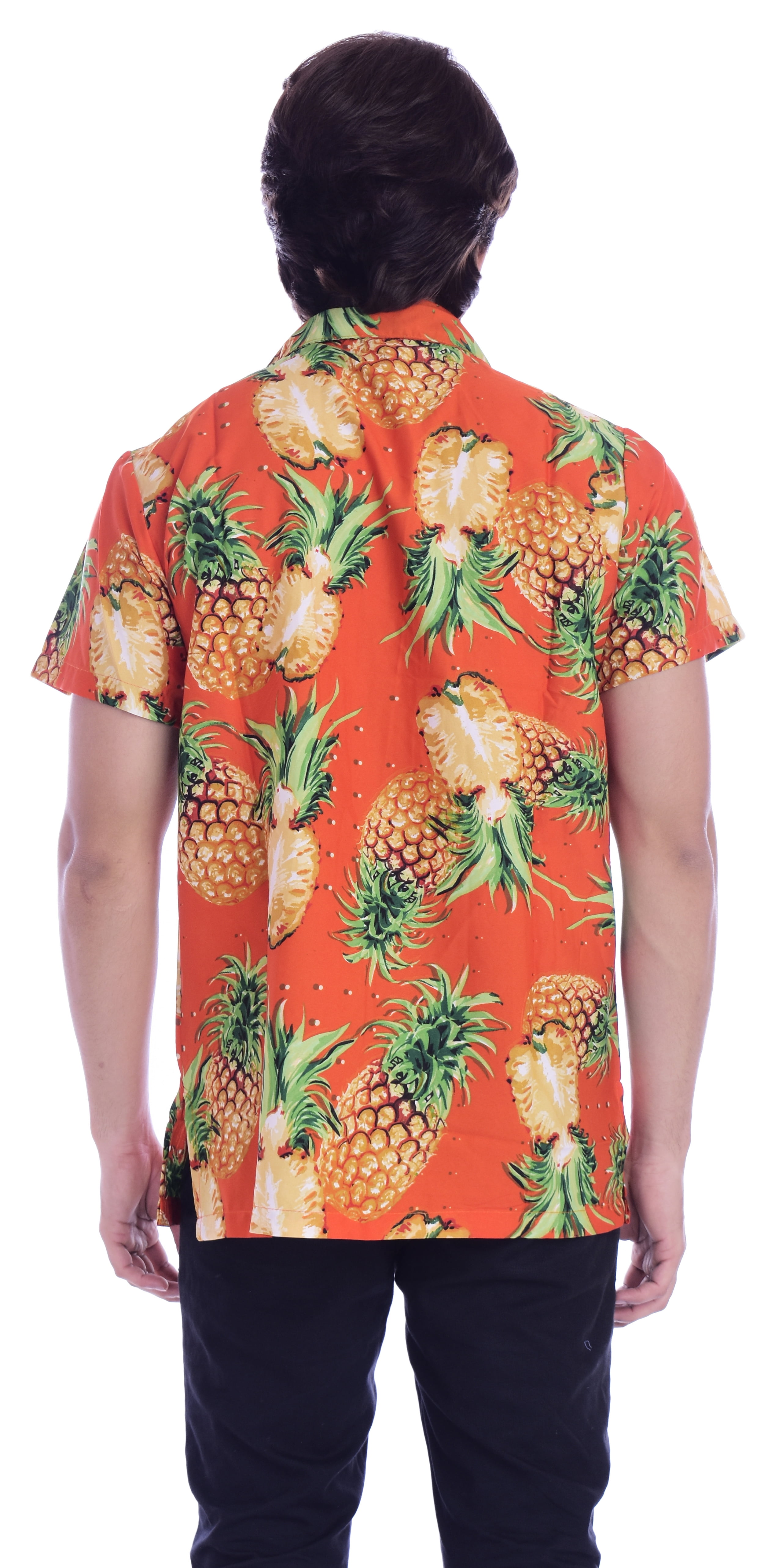Varnit Crafts Hawaiian Shirt for Men Aloha Cut Pineapple Orange S