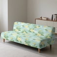 thumbnail image 4 of SCRAWLGOD Monstera Palm Leaf Print Armless Sofa Cover for Pets Plumeria Print Stretch Futon Slipcover 3 Seater Washable Couch Cover with Elastic Bottom, 4 of 9