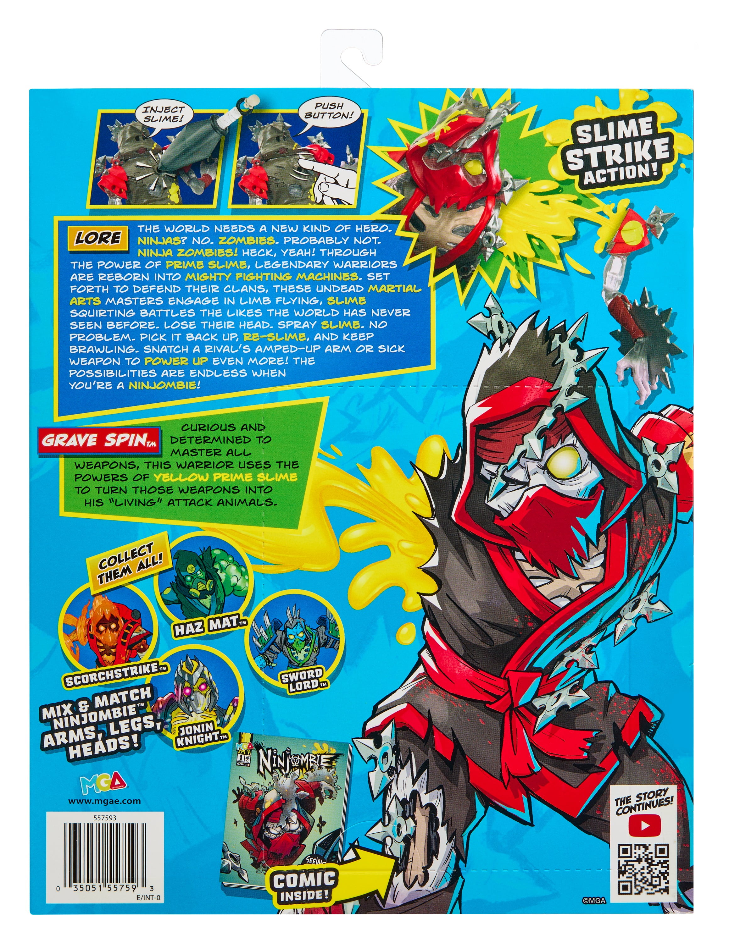 Ninjombie Action Figure - Grave Spin, Ninja Zombie with Slime