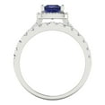thumbnail image 4 of 2.01 ct Brilliant Princess Cut Tanzanite 14k White Gold Halo Solitaire with Accents Engagement Bridal Wedding Ring Band Set size 6.75, 4 of 7