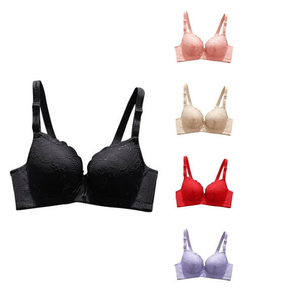 Ahuyic Summer Plus Size Bra For Women, Womens Solid Color Casual Bra, Womens Solid Color Backless Seamless Push-Up U-Shaped Beautiful Back Underwear Everyday Bras,Purple S