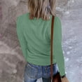 thumbnail image 6 of XFLWAM Women Long Sleeve V Neck Button Up Solid Color Tops Trendy Slim Fit Ribbed Knit Tunic Blouses Casual Henley Shirts Green L, 6 of 9