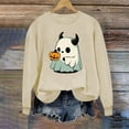 thumbnail image 3 of Halloween Women Sweatshirts Crewneck Pullover Fall Winter Long Sleeve Sweaters Ghost Printed Shirts Casual Blouses Loose Fitting Sweatshirt Top Halloween Costumes, 3 of 5