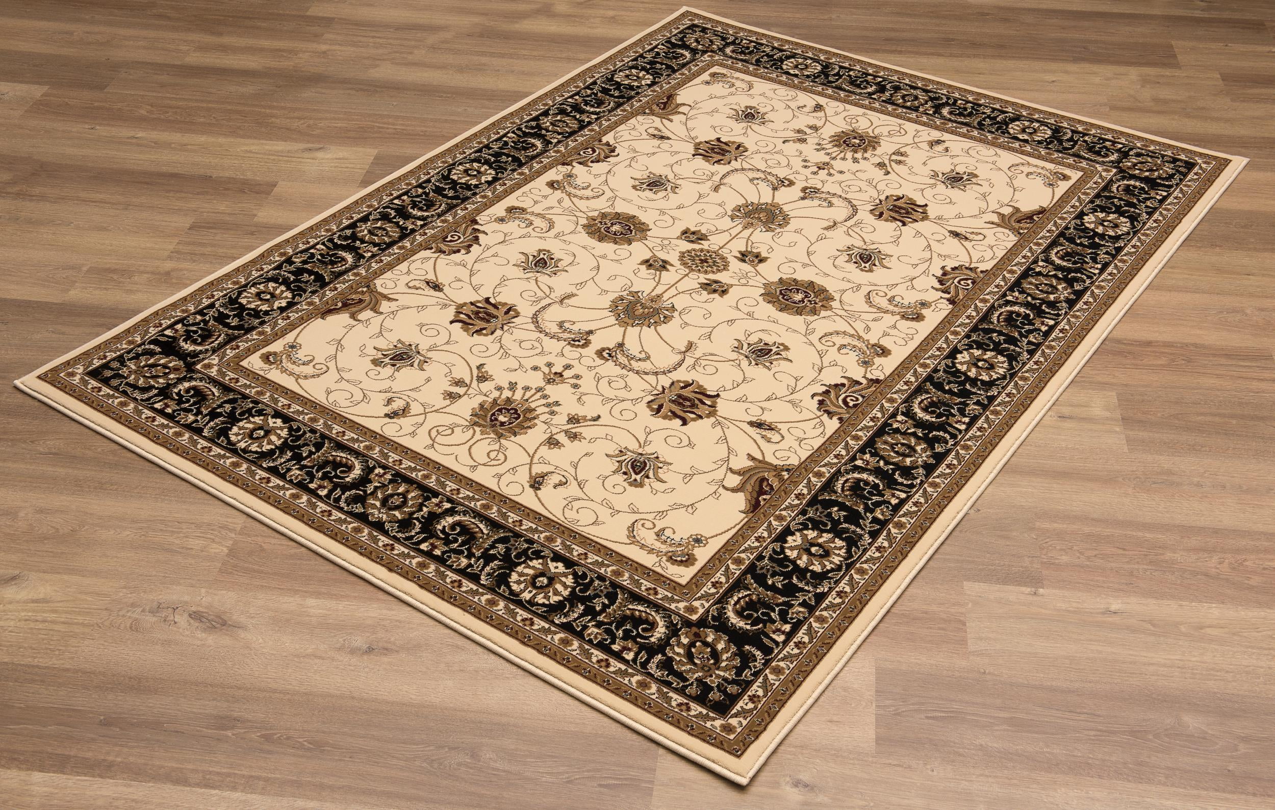 Tapis d'intérieur persan Rug Branch Majestic 2' x 30' (taille exacte : 2'3" 30'), beige noir, style traditionnel - Entrée, couloir, salle de bain et cuisine