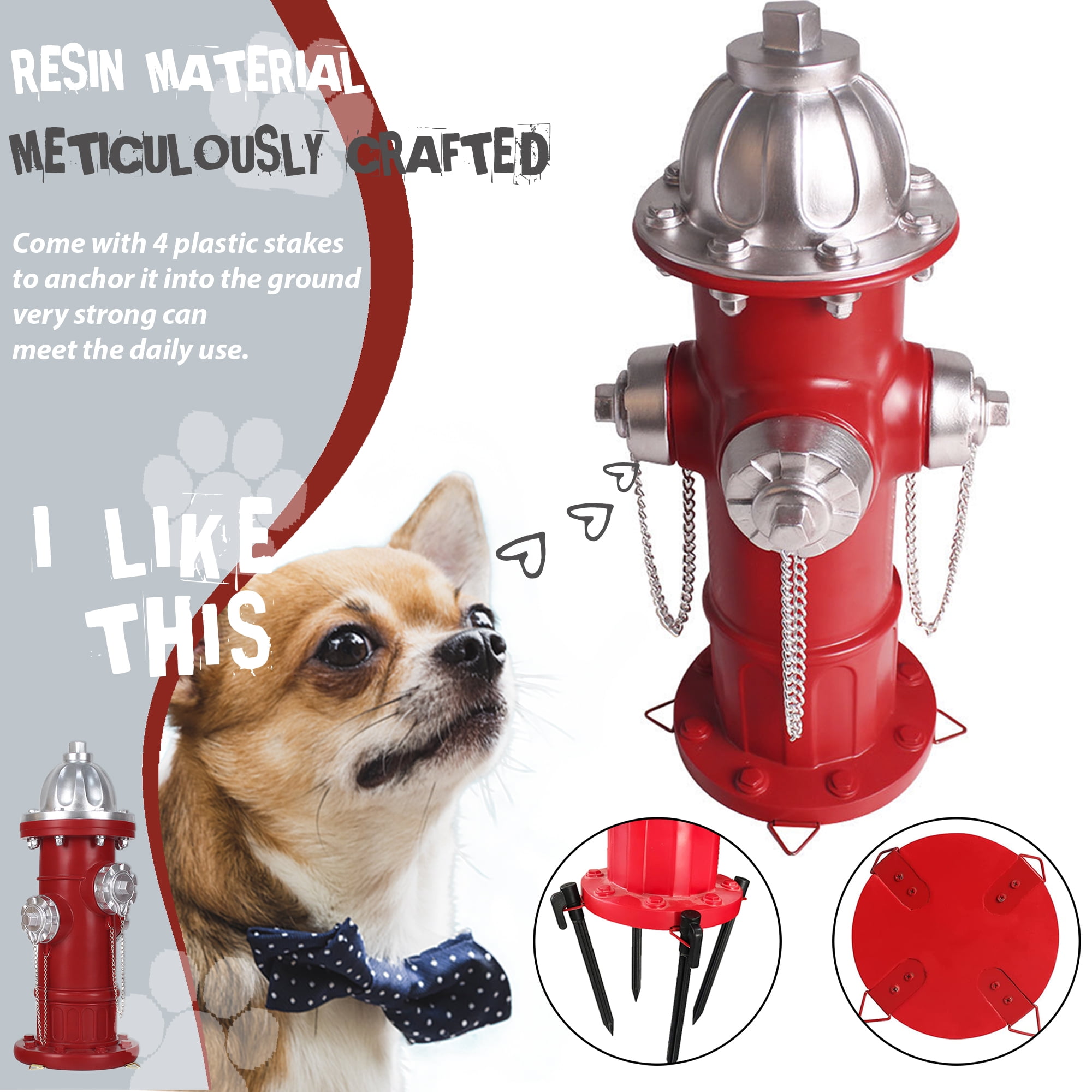Dog Fire Hydrant Pee Post, Prefdo Puppy Pee Post Training Statue, Indoor Outdoor Fire Hydrant Decor Figurines for Yard Art Garden Lawn, Gift for Fireman (14.5 inch )