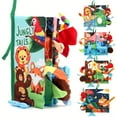 thumbnail image 1 of QJUHUNG Cloth Baby Book Set for Tummy Time  High Contrast Sensory & Touch Feel Books  Early Learning Toy for 0-3 Year Olds  Interactive Jungle Tails Infants Gift, 1 of 7