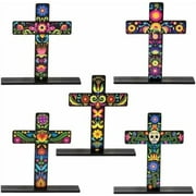 5Pcs Floral Cross Centerpieces - Day of the Dead (Día de Muertos) Colorful, w/Bases & Wooden Detachable Signs, for Mexican Fiesta Table Top/Mantel Party Favor | Electronics Accessories