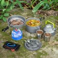 thumbnail image 2 of Odoland Juego de utensilios de cocina para camping, olla ligera con 2 tazas, kit de cuchara y tenedor de acero inoxidable, gris para mochileros, camping al aire libre, senderismo y picnic, 2 of 5