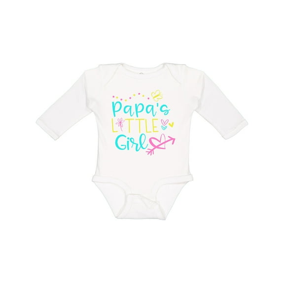 Inktastic Papa's Little Girl with Hearts Flower and Butterfly Girls Long Sleeve Baby Bodysuit