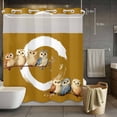 thumbnail image 5 of No Hook Shower Curtains with Snap-in Liner Set, Japanese Style Waterproof Hotel Style Bathroom Shower Curtain, Brown Country Vintage Owl Birds Branches Breathable Mesh Top Bath Curtains 72''x78'', 5 of 9