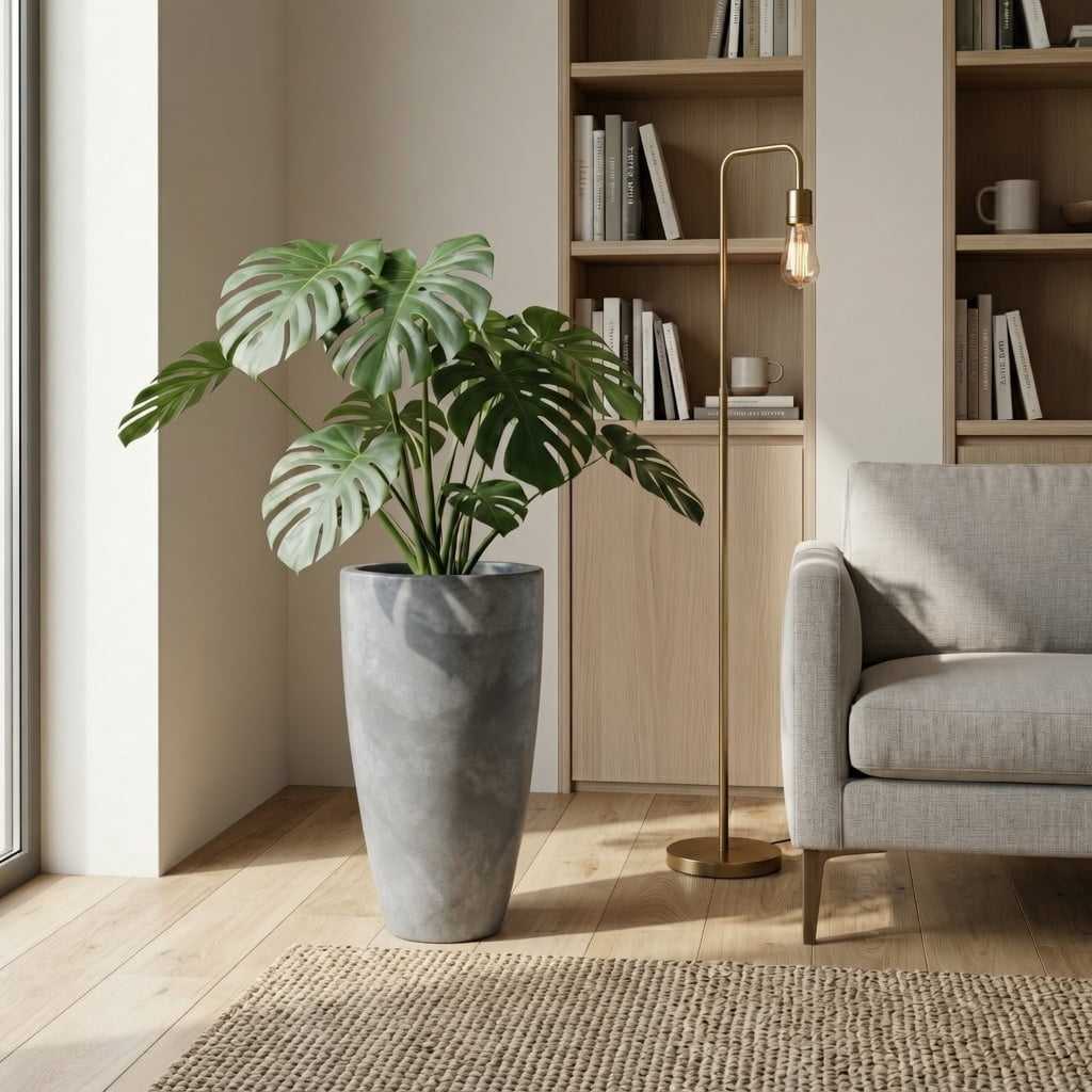 Ecobo 20.9 inches Eco-Friendly Round Pot Planter Vicenza Indoor/Outdoor use, Durable, Versatile & Lightweight, Designed by Brazilian Artisans, Contemporary All-Weather Design –Grey