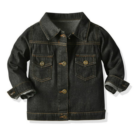 

ZMHEGW Toddler Jackets Children Outwear Autumn Winter Long Sleeve Denim Blouse Boys Black Kids Coats