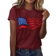 thumbnail image 2 of Sexlip Womens Swimsuit Set Waving Flag Print Cover Up Design Crew Neck Short Sleeve Loose Silhouette Lightweight Fabric for Beach Vacations Red M, 2 of 4