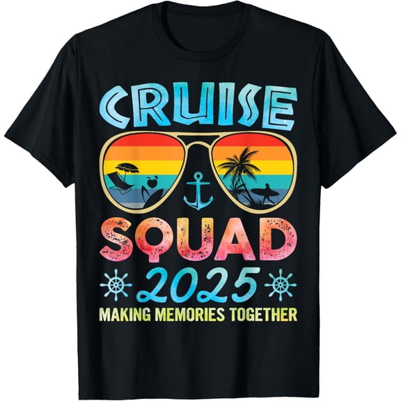 Cruise Squad 2025 Shirt Summer Vacation Matching Family T-ShirtMen's and women's gift, black and white T-shirt, size: Extra large S-4XL