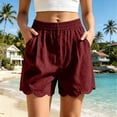 thumbnail image 6 of Women's Soft Cotton Elastic Waistband Shorts with Pockets, Pull On Casual Summer Bottoms with Relaxed Fit, Comfortable Everyday Shorts with Tummy Control for Active Walking,, 6 of 7