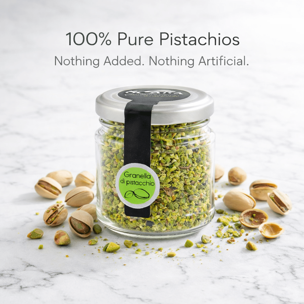 Sciara Chopped Pistachios, 3.5 oz (100 g), Sicilian Unsalted Nuts from Bronte, Italy, Premium for Baking & Topping, pack of 2