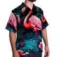 thumbnail image 2 of Flamingo Tropical Rainforest Men's Short Sleeve Printed Poplin Beach Shirts with Spread Collar - Casual Button Down Summer Tops for Unisex, 2 of 6