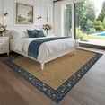 thumbnail image 4 of FairOnly 5'x7'Modern Solid Color Area Rug with Decorative Flower Frame Machine Washable Low Pile Stain Resistant Rug for Living Room Bedroom Dining Area,Dark Blue, 4 of 6