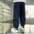 thumbnail image 5 of shoper Boys Cargo Pants Size 7 Loose Fit with Drawstring Pull-On Classics Trousers Lounge Pants Toddler Big Boy Clothes Dark Blue 130, 5 of 5