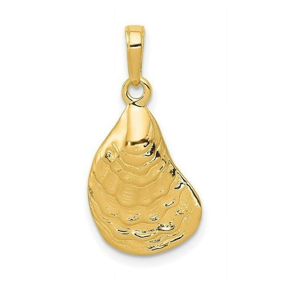 14k Yellow Gold Solid Polished Oyster Shell Pendant Necklace 24.5x13.3mm Pendant for Women
