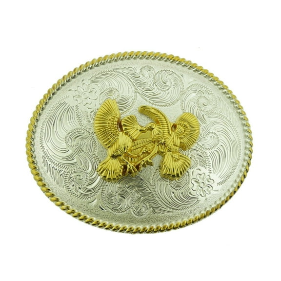 Ranchero Two-Tone Oval Men Women Mexicans Style Roosters Cockfighting Belt Buckle