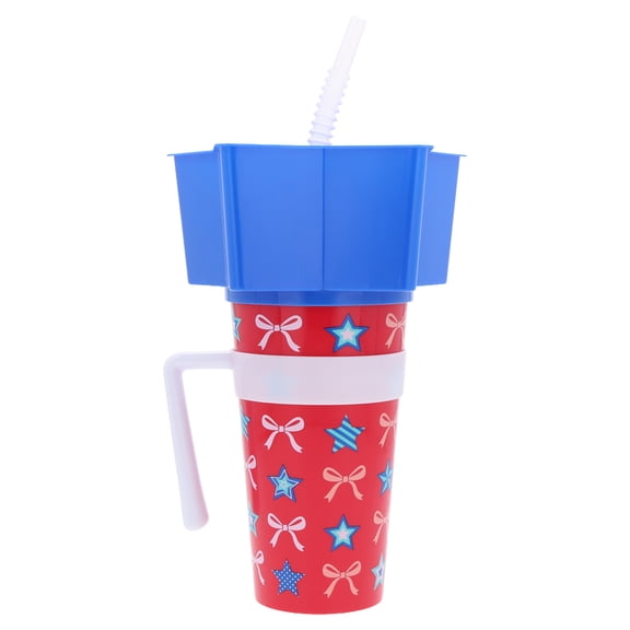 Star and Ribbon Plastic Stadium Tumbler with Star-Shaped Snack Bowl, Patriotic by Way To Celebrate