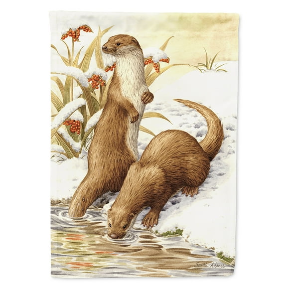 Carolines Treasures ASA2005CHF Otters and Gladon Irises Flag Canvas House Size  Large multicolor