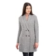 thumbnail image 6 of SAOL 100% Merino Wool Irish Aran Shawl Collar Double Breasted Cardigan Women's Cable Knit Coat with Pockets Made in Ireland, 6 of 9