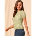 thumbnail image 2 of INSPIRE CHIC Haut en Dentelle Florale Semi-Transparente à Bord Festonné pour Femme, 2 of 6