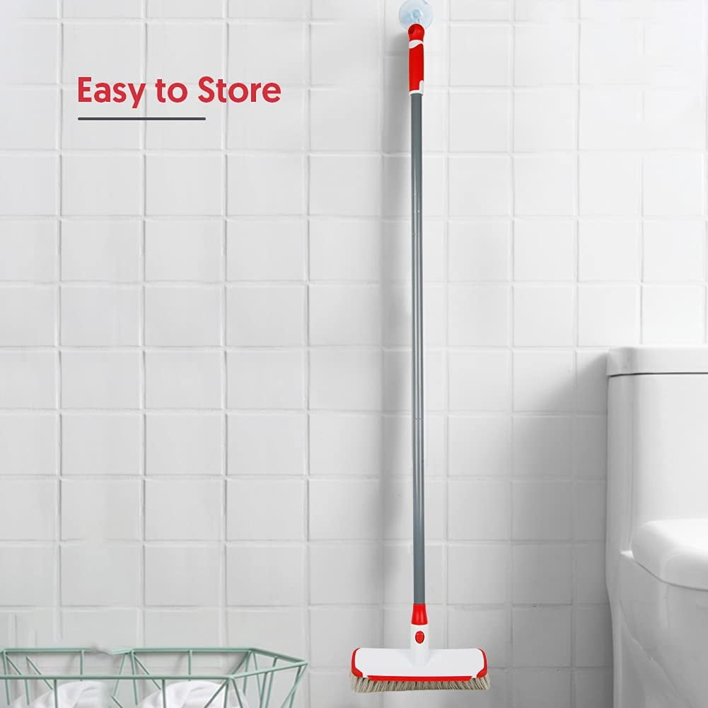 BCOOSS Floor Scrub Brush with Long Handle for Cleaning 2 in 1 Scrape and Stiff Bristle Scrubber Brush