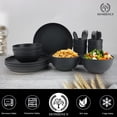 thumbnail image 5 of Homienly Wheat Straw Dinnerware Sets, 20pcs Unbreakable Microwave Dishwasher Safe Tableware Lightweight Bowls, Cups, Plates Set Reusable Dinner Plates Bowls set, Dishes Set (Matte Black), 5 of 8