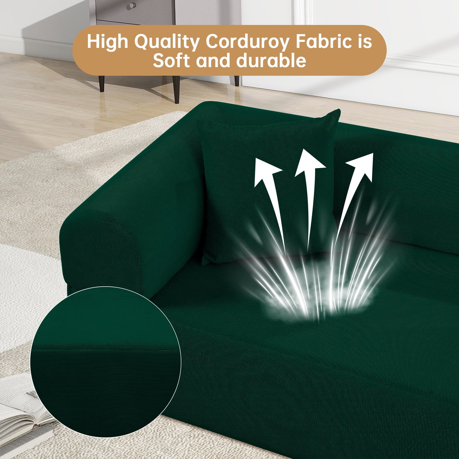 Floor Sofa Sofa-in-a-Box, No Installation & Easy to Transport Memory Foam With Individual Pocket Springs Seat