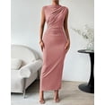 thumbnail image 3 of BTFBM Women's Ruched Bodycon Dress Summer Casual Sleeveless Lightweight Back Slit Elegant Club Party Cocktail Maxi Dresses, 3 of 9