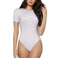 thumbnail image 2 of Uemuo Kawaii Cat Paw Pattern Women's One Piece Short Sleeve Swimsuit Rash Guard Surfing Modest Quick-drying Swimsuit Beach Essentials-Large, 2 of 9