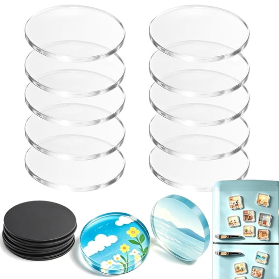 Clear Acrylic DIY Fridge Magnets, 20 Pack Square Magnetic Photo Frames with Adhesive Backing