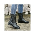 thumbnail image 5 of Audeban Women's Retro 90s Lace-Up Lug Sole Chunky Platform Block Low Heel Combat Boot, 5 of 7