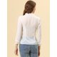thumbnail image 3 of Allegra K Blusa De Manga Larga Con Cuello Redondo Y Volantes De Lunares Suizos Para Mujer Blanco L, 3 of 4