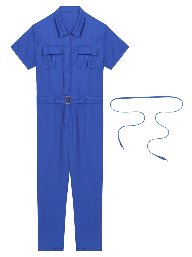 inhzoy Men's Short Sleeve Casual Coverall Mechanic Uniform