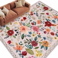 thumbnail image 6 of Pink Flowers Area Rug 8x10 Washable Rug Non Slip Spring Farmhouse Floral Leaves Vintage Large Area Rug Soft Stainresistant Indoor Floor Carpet for Living Room Bedroom Home Office Dining Room Nursery, 6 of 8