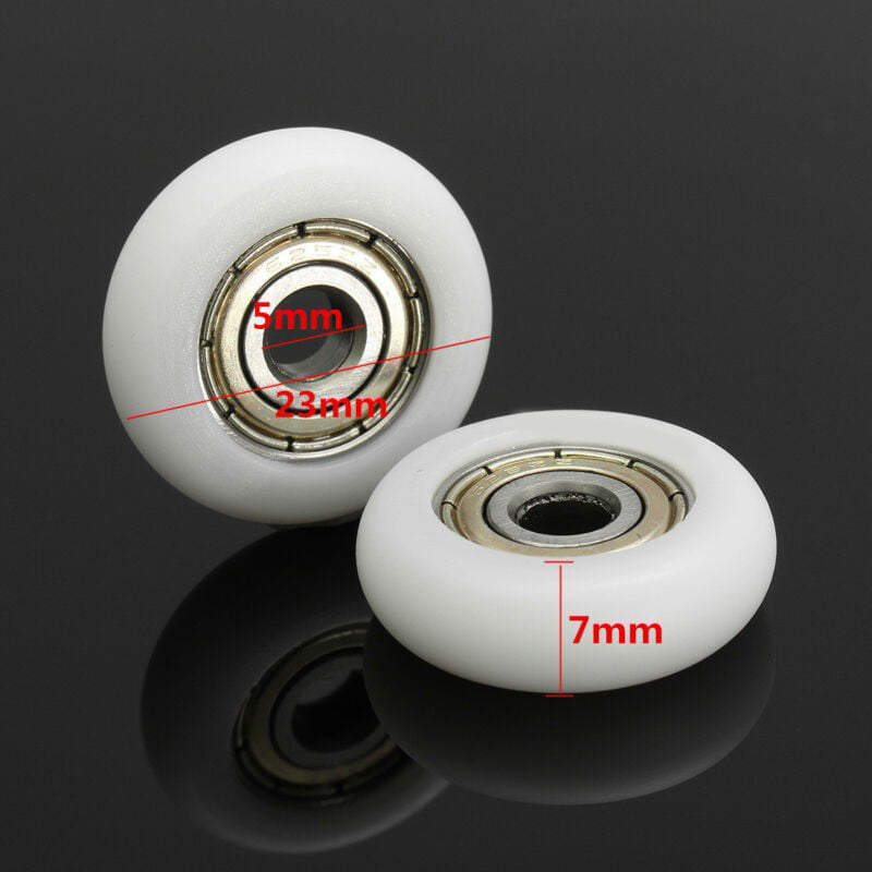 10pcs Nylon Carbon Steel Pulley Wheels Guide Roller Groove Ball Bearing White 