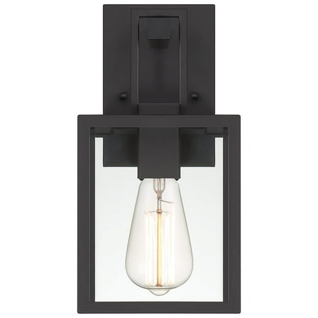 Designers Fountain Preston 11.75 inch 1-Light Matte Black Modern Outdoor Wall Lantern with Clear Glass Shade, D297M-6EW-MB