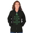 thumbnail image 4 of Keep Calm Ginger On St Pattys Humor Zip Up Hoodie Men's Women's Brisco Brands S, 4 of 6
