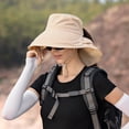 thumbnail image 1 of YAOBAMM Chapeau de Bassin pour Femmes Chapeau de Pêcheur Large Bord Design Châle Corde Coupe-Vent Réglable Léger Visière Trou Queue de Cheval, 1 of 7
