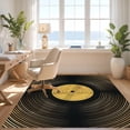 thumbnail image 3 of Design&I 3'x5' Washable Throw Rug Circle Album Retro Record Round Vintage Music Circular Vinyl for Entryway, Kitchen, Ultra-Thin & Non-Slip Skid-Resistant Small, 3 of 7